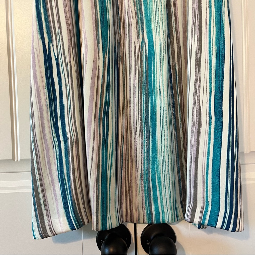 Ann Taylor Loft Striped Satin Flowy Dress Size 6 - Picture 2 of 9